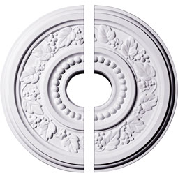 Ekena Millwork - CM16GN2 - Endurathane Genevieve Ceiling Medallion, 16 1/8"OD x 3 1/2"ID x 7/8"P (Fits Canopies up to 3 1/2"), Two Piece, Factory Primed