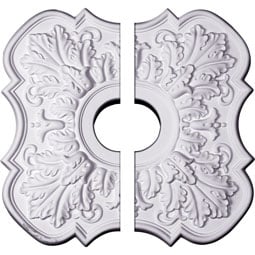 Ekena Millwork - CM17PE2 - Endurathane Peralta Ceiling Medallion, 17 3/4"OD x 3 3/4"ID x 1"P (Fits Canopies up to 4 5/8"), Two Piece, Factory Primed