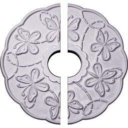 Ekena Millwork - CM17TS2 - Endurathane Terrones Butterfly Ceiling Medallion, 17 7/8"OD x 3 7/8"ID x 1"P (Fits Canopies up to 3 7/8"), Two Piece, Factory Primed