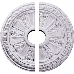 Ekena Millwork - CM18RA2-03625 - Endurathane Raymond Ceiling Medallion, 18 1/8"OD 3 5/8"ID x 1 1/8"P (Fits Canopies up to 5 1/8"), Two Piece, Factory Primed