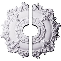 Ekena Millwork - CM18RL2 - Endurathane Riley Ceiling Medallion, 18"OD x 3 1/2"ID x 1 1/2"P (Fits Canopies up to 4 5/8"), Two Piece, Factory Primed