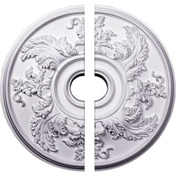 Ekena Millwork - CM23AC2 - Endurathane Acanthus Twist Ceiling Medallion, 23 5/8"OD x 4 5/8"ID x 1 7/8"P (Fits Canopies up to 8 3/8"), Two Piece, Factory Primed