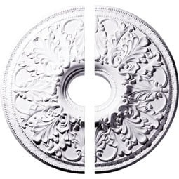 Ekena Millwork - CM23AS2 - Endurathane Ashley Ceiling Medallion, 23 7/8"OD x 4"ID x 2 1/8"P (Fits Canopies up to 4 3/4"), Two Piece, Factory Primed