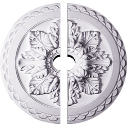 Ekena Millwork - CM23BO2 - Endurathane Bordeaux Deluxe Ceiling Medallion, 23 5/8"OD x 3"ID x 2"P (Fits Canopies up to 4"), Two Piece, Factory Primed