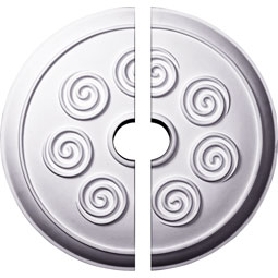 Ekena Millwork - CM25SP2 - Endurathane Spiral Ceiling Medallion, 25 1/4"OD x 4"ID x 2"P (Fits Canopies up to 4"), Two Piece, Factory Primed
