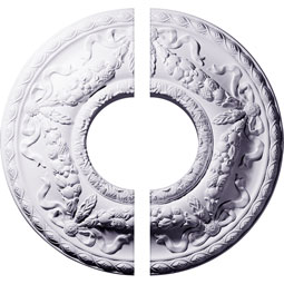 Ekena Millwork - CM26HU2 - Endurathane Hurley Ceiling Medallion, 22 1/8"OD x 7 1/4"ID x 1 3/4"P (Fits Canopies up to 7 1/4"), Two Piece, Factory Primed