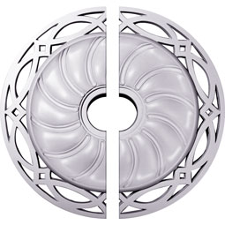 Ekena Millwork - CM26LO2 - Endurathane Loera Ceiling Medallion, 26 5/8"OD x 4 1/2"ID x 1 3/8"P (Fits Canopies up to 6 1/4"), Two Piece, Factory Primed