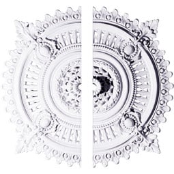 Ekena Millwork - CM29HY2 - Endurathane Haylynn Ceiling Medallion, 29 1/8"OD x 1 1/4"ID x 4"P (Fits Canopies up to 1 1/4"), Two Piece, Factory Primed