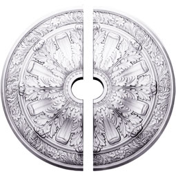 Ekena Millwork - CM30FL2 - Endurathane Flagstone Ceiling Medallion, 30"OD x 3 7/8"ID x 3 1/4"P (Fits Canopies up to 3 7/8"), Two Piece, Factory Primed