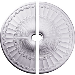 Ekena Millwork - CM36GL2 - Endurathane Galveston Ceiling Medallion, 36 5/8"OD x 3 5/8"ID x 2 3/8"P (Fits Canopies up to 4 3/4"), Factory Primed