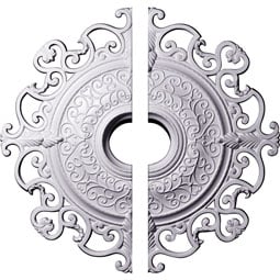 Ekena Millwork - CM38OL2 - Endurathane Orleans Ceiling Medallion, 38 3/8"OD x 6 5/8"ID x 2 7/8"P (Fits Canopies up to 8 1/4"), Two Piece, Factory Primed