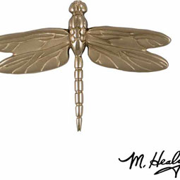 Michael Healy Designs - MHS22 - 6 1/4"W x 1"D x 4 1/2"H Michael Healy Dragonfly in Flight Door Knocker, Nickel Silver