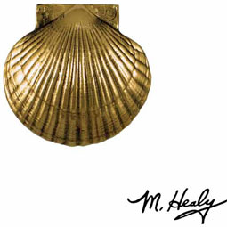 Michael Healy Designs - MHS31 - 4"W x 1 1/2"D x 3 3/4"H Michael Healy Sea Scallop Door Knocker, Brass