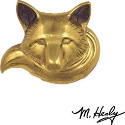 Michael Healy Designs - MHR75 - 2 3/4"W x 1 1/4"D x 2 1/4"H Michael Healy Fox Doorbell Ringer, Brass