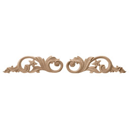 Osborne Wood Products, Inc. - BX1814 - 15 1/2"W x 13/16"D x 4 1/2"H Pair of Left/Right Large Scroll Onlays