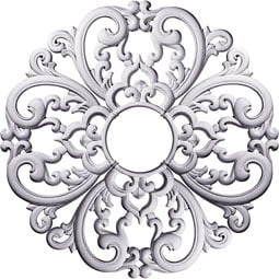Ekena Millwork - CM24OD - Endurathane Odessa Ceiling Medallion, 24"OD x 5"ID x 1"P, Four Separate Piece, Factory Primed