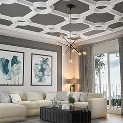 Ekena Millwork - CC08ICI04X36X36DE - Endurathane Inner Circle Intersection for 8" Deluxe Coffered Ceiling System (Kit), 36"W x 4"P x 36"L, Factory Primed