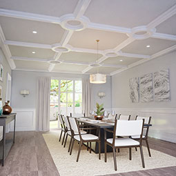 Ekena Millwork - CC08ICI04X36X36DE - Endurathane Inner Circle Intersection for 8" Deluxe Coffered Ceiling System (Kit), 36"W x 4"P x 36"L, Factory Primed