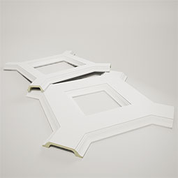 Ekena Millwork - CC08IDI04X36X36DE - Endurathane Inner Diamond Intersection for 8" Deluxe Coffered Ceiling System (Kit), 36"W x 4"P x 36"L, Factory Primed