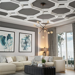 Ekena Millwork - CC08IDI04X36X36DE - Endurathane Inner Diamond Intersection for 8" Deluxe Coffered Ceiling System (Kit), 36"W x 4"P x 36"L, Factory Primed
