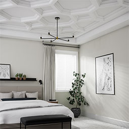 Ekena Millwork - CC08IDI04X36X36DE - Endurathane Inner Diamond Intersection for 8" Deluxe Coffered Ceiling System (Kit), 36"W x 4"P x 36"L, Factory Primed