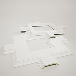Ekena Millwork - CC08ISI04X36X36DE - Endurathane Inner Square Intersection for 8" Deluxe Coffered Ceiling System (Kit), 36"W x 4"P x 36"L, Factory Primed