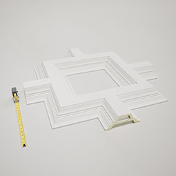 Ekena Millwork - CC08ISI04X36X36DE - Endurathane Inner Square Intersection for 8" Deluxe Coffered Ceiling System (Kit), 36"W x 4"P x 36"L, Factory Primed