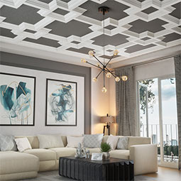 Ekena Millwork - CC08ISI04X36X36DE - Endurathane Inner Square Intersection for 8" Deluxe Coffered Ceiling System (Kit), 36"W x 4"P x 36"L, Factory Primed