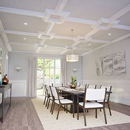 Ekena Millwork - CC08ISI04X36X36DE - Endurathane Inner Square Intersection for 8" Deluxe Coffered Ceiling System (Kit), 36"W x 4"P x 36"L, Factory Primed