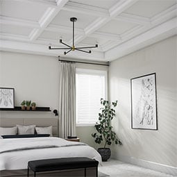 Ekena Millwork - CC08PIC04X14X14DE - Endurathane Perimeter Inside Corner for 8" Deluxe Coffered Ceiling System (Kit), 14"W x 4"P x 14"L, Factory Primed