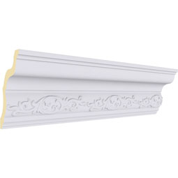 Ekena Millwork - MLD05X03X05DL - Endurathane Delfina Crown Moulding, 5"H x 3"P x 5"F x 94 1/2"L, (5 1/4" Repeat), Factory Primed