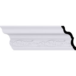 Ekena Millwork - MLD05X03X05DL - Endurathane Delfina Crown Moulding, 5"H x 3"P x 5"F x 94 1/2"L, (5 1/4" Repeat), Factory Primed