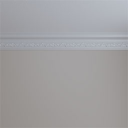 Ekena Millwork - MLD05X03X05DL - Endurathane Delfina Crown Moulding, 5"H x 3"P x 5"F x 94 1/2"L, (5 1/4" Repeat), Factory Primed