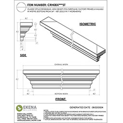 Ekena Millwork - CRH08XST - Endurathane Classic Crosshead, 7 7/8", Factory Primed