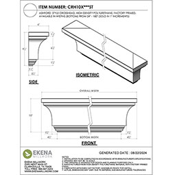 Ekena Millwork - CRH10XST - Endurathane Ashford Crosshead, 9 5/8", Factory Primed