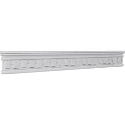Ekena Millwork - CRH03XBE-DE - Endurathane Bedford Crosshead w/ Dentil Trim, 3 1/2", Factory Primed