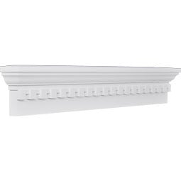 Ekena Millwork - CRH06X-DE - Endurathane Traditional Crosshead w/ Dentil Trim, 6", Factory Primed