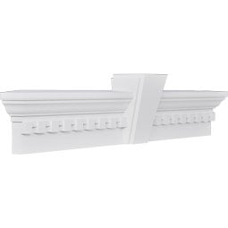 Ekena Millwork - CRH06XKA-DE - Endurathane Traditional Crosshead w/ Deco Keystone & Dentil Trim, 6", Factory Primed