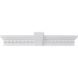 Ekena Millwork - CRH06XKA-DE - Endurathane Traditional Crosshead w/ Deco Keystone & Dentil Trim, 6", Factory Primed