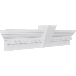 Ekena Millwork - CRH06XKF-DE - Endurathane Traditional Crosshead w/ Flat Keystone & Dentil Trim, 6", Factory Primed