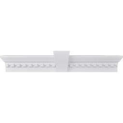 Ekena Millwork - CRH06XKF-DE - Endurathane Traditional Crosshead w/ Flat Keystone & Dentil Trim, 6", Factory Primed