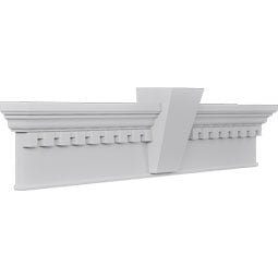Ekena Millwork - CRH07XBTKF-DE - Endurathane Craftsman Crosshead with Bottom Trim, w/ Flat Keystone & Dentil Trim, 7 1/4", Factory Primed