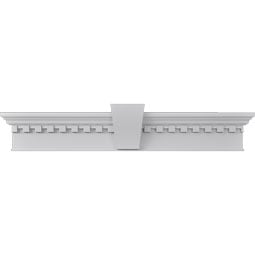 Ekena Millwork - CRH07XBTKF-DE - Endurathane Craftsman Crosshead with Bottom Trim, w/ Flat Keystone & Dentil Trim, 7 1/4", Factory Primed