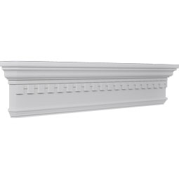 Ekena Millwork - CRH07X-DE - Endurathane Traditional Crosshead with Trim, & Dentil Trim, 7 1/4", Factory Primed