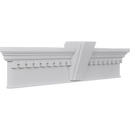 Ekena Millwork - CRH07XKA-DE - Endurathane Traditional Crosshead with Trim, w/ Deco Keystone & Dentil Trim, 7 1/4", Factory Primed