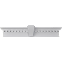 Ekena Millwork - CRH07XKA-DE - Endurathane Traditional Crosshead with Trim, w/ Deco Keystone & Dentil Trim, 7 1/4", Factory Primed