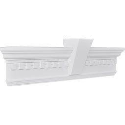 Ekena Millwork - CRH07XKF-DE - Endurathane Traditional Crosshead with Trim, w/ Flat Keystone & Dentil Trim, 7 1/4", Factory Primed