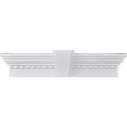 Ekena Millwork - CRH09XKA-DE - Endurathane Traditional Crosshead w/ Deco Keystone & Dentil Trim, 9", Factory Primed