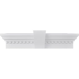 Ekena Millwork - CRH09XKF-DE - Endurathane Traditional Crosshead w/ Flat Keystone & Dentil Trim, 9", Factory Primed