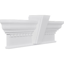 Ekena Millwork - CRH12XKF-DE - Endurathane Craftsman Crosshead w/ Flat Keystone & Dentil Trim, 12", Factory Primed
